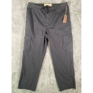 NWT Society Of‎ One Drawstring Elastic Waist Cargo Gray Pants 42x32
